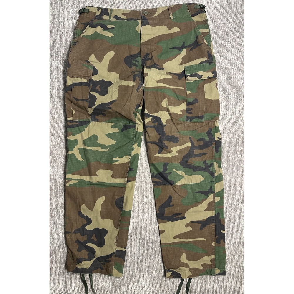 US Military BDU Pants Trousers Woodland Camo Vanguard Large Reg
